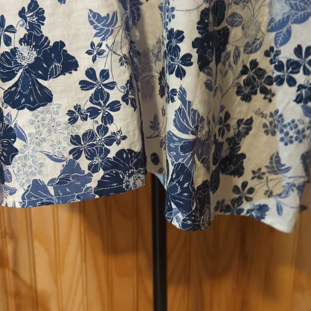 Liz Claiborne Top Blouse Floral Print Blue White Women's Plus Size 1X NEW NWT - Picture 4 of 10